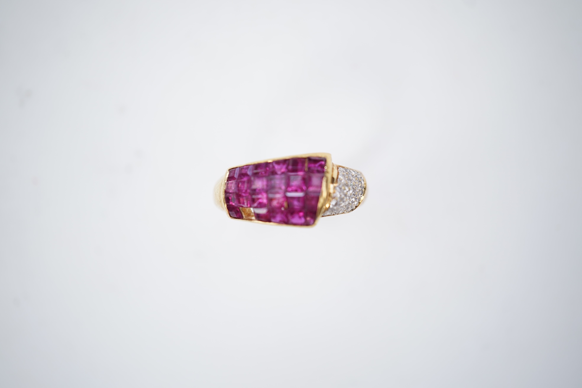 A ruby and diamond ring